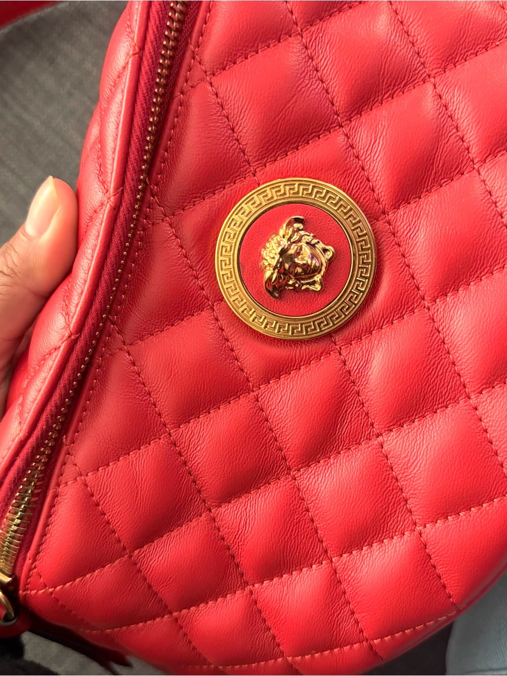 Versace Red Quilted Belt Bag / Waist Bag